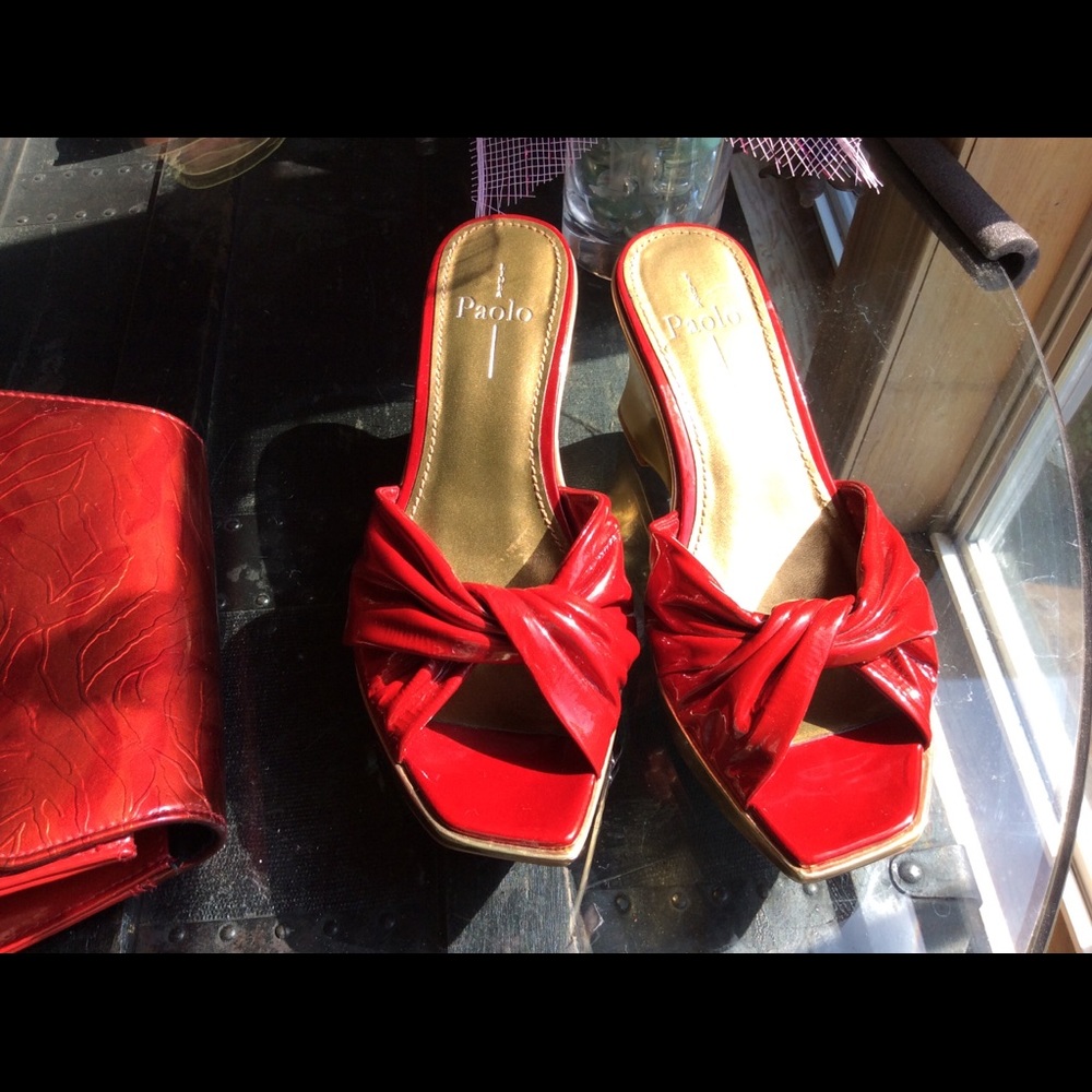 Linea Paolo Red Wedge Sandals